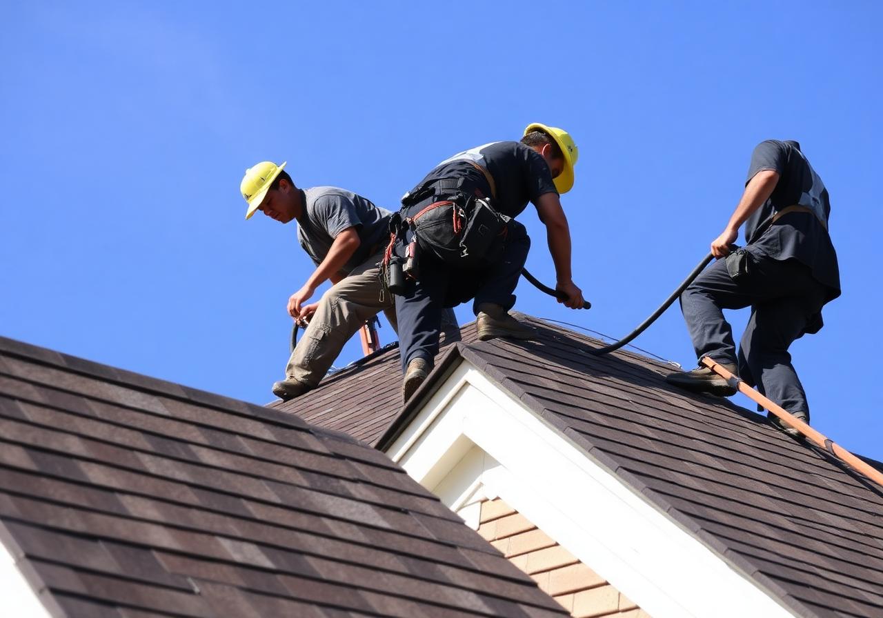 FRG crew installing architectural shingles